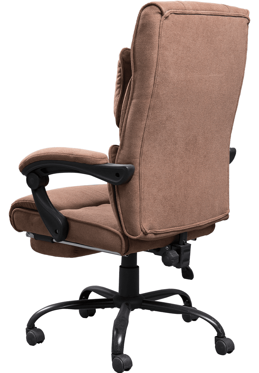 Desain Fashion Kursi Kantor Kain Linen Coklat Kursi Bos Ergonomis Sandaran Tangan Tautan Kain Lembut Dengan Pijakan Kaki details